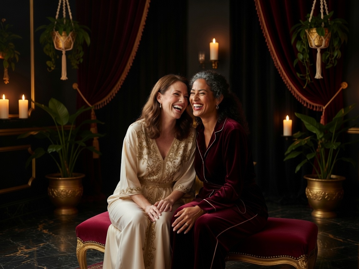 Rachelle and Desiree — the two friends behind Sculpt Haus — laughing together in their studio